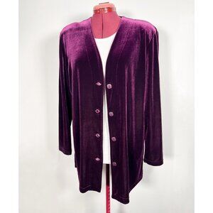 Vintage 80s / 90s velour mauve purple cardigan